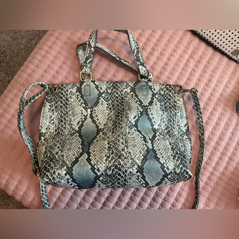 Turquoise Snakeskin Pattern Handbag
